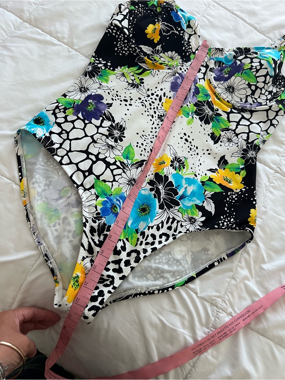 Anne Cole Black One-Piece Swimsuit Floral Print size 14 - Picture 10 of 11